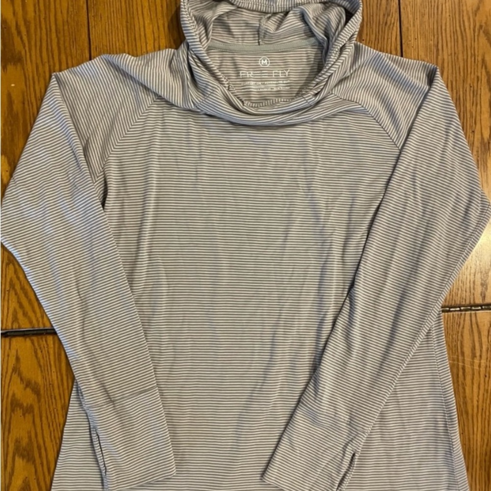 Free Fly Bamboo Lightweight Hoodie ll, size medium, taupe stripe
